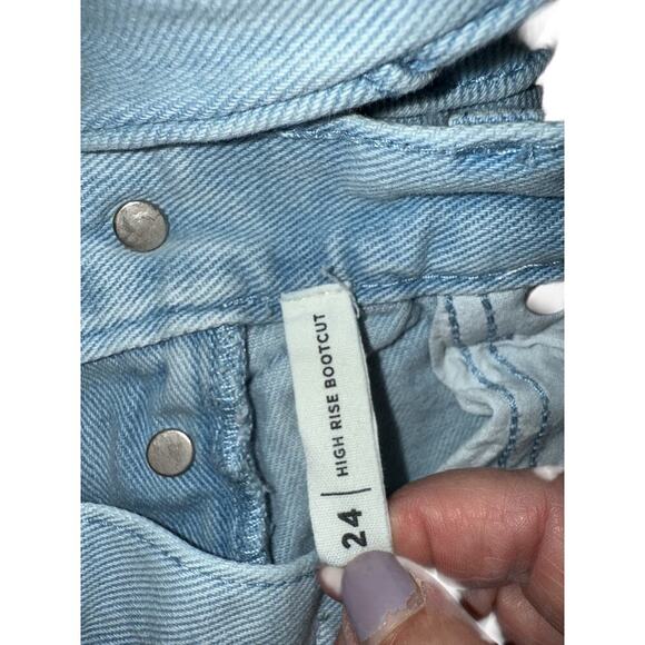 PacSun Women's High Waisted Pintuck Bootcut Leg Denim Jeans Size 24 Light Blue - Picture 8 of 10